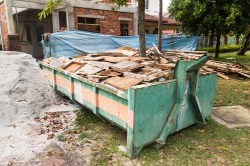 Temple exterior with waste removal emphasis