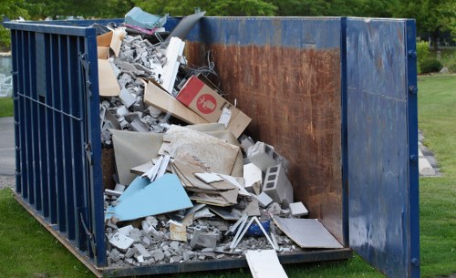 Modern waste handling at temple adjacent construction site